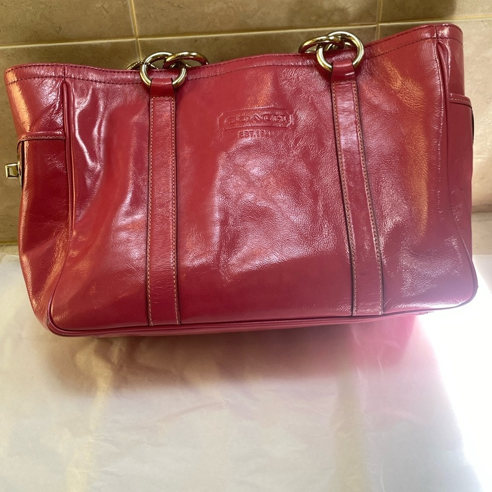 💗Vintage Coach Deep Pink Leather Women's Tote